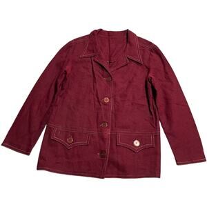 VTG 1970s Blazer Handmade 4 Button Dagger Collar Disco Womens Size 12 Red